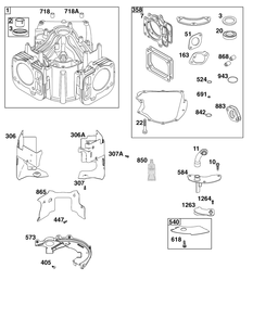 Cylinder Group Diagram and Parts List for 40T877-0015-B5  Briggs and Stratton Engine